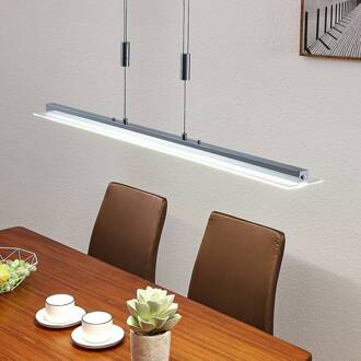 LED hanglamp Sladja, chroom, glas, touchdimmer chroom, gesatineerd, helder