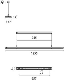 LED hanglamp Small Line, sensor, 126 cm, wit