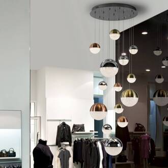 LED hanglamp Sphere, 14-lichts, dimbaar, Ø 60 cm, meerkleurig koper, goud, chroom