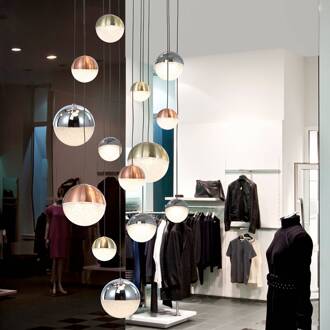 LED hanglamp Sphere meerkleurig 14-lamps, app brons, messing gesatineerd, chroom