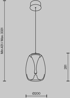 LED hanglamp Splash, rookgrijs, Ø 20 cm, glas rookgrijs, goud