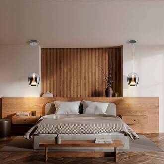 LED hanglamp Suspiro, Ø 18 cm, chroomkleurig/rookgrijs, glas chroom, rookgrijs, wit