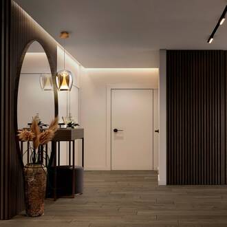 LED hanglamp Suspiro, Ø 25 cm, goud-/amberkleurig, glas goud, amber, wit