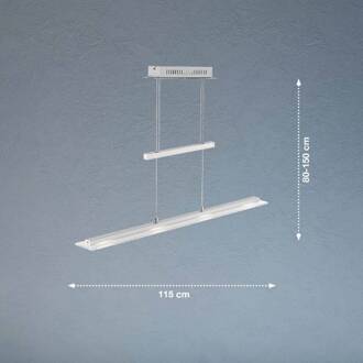 LED hanglamp Tenso, nikkel, 115 cm, metaal, CCT, dimmer mat nikkel, chroom