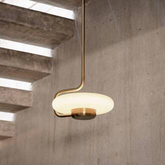 LED hanglamp TRATTO, messing, Ø 27 cm, metaal/glas messing, opaalwit