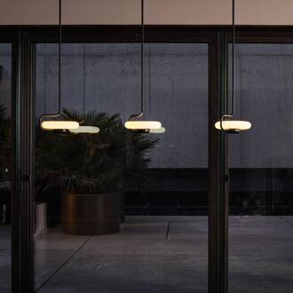 LED hanglamp TRATTO, zwart, Ø 27 cm, metaal/glas zwart, opaalwit