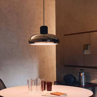 LED hanglamp Trepiù, chroom/zwart, Ø 40 cm chroomkleurig, zwart