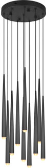 LED Hanglamp - Trio Select Cala - 10 Lichtpunten van 3.8 Watt - Hoogte Aanpasbaar - Aanpasbare Lichtkleur - Dimbaar - Mat Zwart - Metaal Zeer Warm Wit;Warm wit;Natuurlijk wit