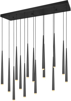 LED Hanglamp - Trio Select Cala - 15 Lichtpunten van 3.8 Watt - Hoogte Aanpasbaar - Aanpasbare Lichtkleur - Dimbaar - Mat Zwart - Metaal Zeer Warm Wit;Warm wit;Natuurlijk wit