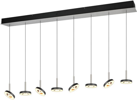 LED Hanglamp - Trio Select Guano - 8 Lichtpunten van 8 Watt - Dimbaar - Aanpasbare Lichtkleur - Hoogte Aanpasbaar zonder Contragewicht - Draaibaar - Mat Nikkel - Metaal Zeer Warm Wit;Warm wit;Natuurlijk wit