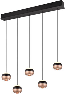 LED Hanglamp - Trio Select Orbit - 5 Lichtpunten van 8 Watt - Rechthoek - Dimbaar - Aanpasbare Lichtkleur - Hoogte Aanpasbaar zonder Contragewicht - Mat Zwart - Metaal Zeer Warm Wit;Helder/Koud wit;Warm wit;Natuurlijk wit
