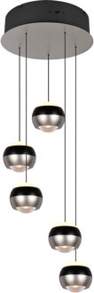 LED Hanglamp - Trio Select Orbit - 5 Lichtpunten van 8 Watt - Rond - Dimbaar - Aanpasbare Lichtkleur - Hoogte Aanpasbaar zonder Contragewicht - Mat Nikkel - Metaal Zeer Warm Wit;Warm wit;Natuurlijk wit