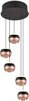LED Hanglamp - Trio Select Orbit - 5 Lichtpunten van 8 Watt - Rond - Dimbaar - Aanpasbare Lichtkleur - Hoogte Aanpasbaar zonder Contragewicht - Mat Zwart - Metaal Zeer Warm Wit;Warm wit;Natuurlijk wit