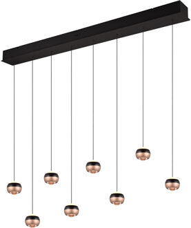 LED Hanglamp - Trio Select Orbit - 8 Lichtpunten van 8 Watt - Rechthoek - Dimbaar - Aanpasbare Lichtkleur - Hoogte Aanpasbaar zonder Contragewicht - Mat Zwart - Metaal Zeer Warm Wit;Warm wit;Natuurlijk wit