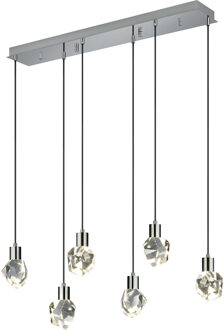 LED Hanglamp - Trio Select Verano - 6 Lichtpunten van 5.5 Watt - Dimbaar - Aanpasbare Lichtkleur - Hoogte Aanpasbaar - IP20 - Chroom - Metaal Zeer Warm Wit;Warm wit;Natuurlijk wit