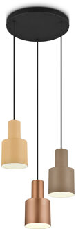 LED Hanglamp - Trion Agido - E27 Fitting - 3-lichts - Zwart met Multicolor Lampenkap