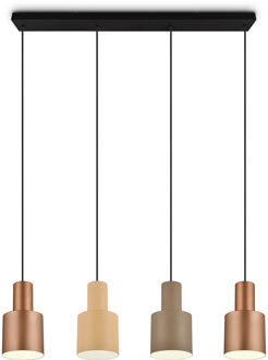 LED Hanglamp - Trion Agido - E27 Fitting - 4-lichts - Zwart met Multicolor Lampenkap