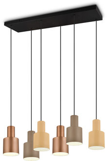 LED Hanglamp - Trion Agido - E27 Fitting - 6-lichts - Zwart met Multicolor Lampenkap