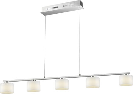 Led Hanglamp - Trion Alignary - 30w - Warm Wit 3000k - 5-lichts - Dimbaar - Rechthoek - Mat Nikkel - Aluminium Zilverkleurig