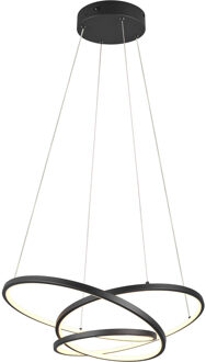 LED Hanglamp - Trion Alvin - 34W - Aanpasbare Kleur - Dimbaar - Rond - Mat Zwart - Metaal Warm wit;Natuurlijk wit