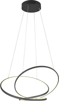LED Hanglamp - Trion Alvin - 52W - Aanpasbare Kleur - Dimbaar - Rond - Mat Zwart - Metaal Warm wit;Natuurlijk wit