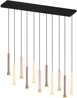 LED Hanglamp - Trion Ato - 11x 3W - Aanpasbare Kleur - Dimbaar - IP20 - Rechthoek - Mat Zwart - Metaal Zeer Warm Wit;Warm wit;Natuurlijk wit