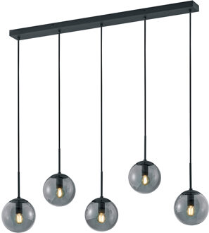 LED Hanglamp - Trion Balina - E14 Fitting - 5-lichts - Rechthoek - Mat Antraciet - Aluminium Grijs