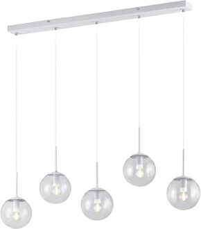 Led Hanglamp - Trion Balina - E14 Fitting - 5-lichts - Rechthoek - Mat Wit - Aluminium