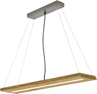 LED Hanglamp - Trion Brida - 27W - Warm Wit 3000K - 1-lichts - Dimbaar - Rechthoek - Mat Bruin - Natuurhout