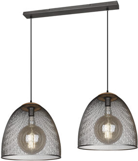 LED Hanglamp - Trion Ivan - E27 Fitting - 2-lichts - Rond - Antiek Nikkel - Aluminium Zilverkleurig