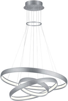 Led Hanglamp - Trion Macy - 64w - Warm Wit 3000k - Dimbaar - Rond - Mat Chroom - Aluminium Zilverkleurig