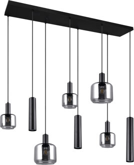 LED Hanglamp - Trion Marat - 8-lichts - Rechthoek - IP20 - Mat Zwart - Metaal