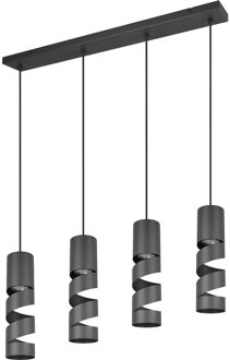 LED Hanglamp - Trion Meser - GU10 Fitting - 4-lichts - Rechthoek - IP20 - Mat Zwart - Metaal