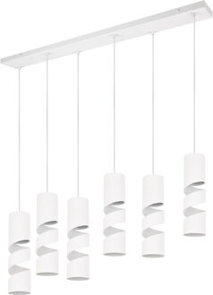 LED Hanglamp - Trion Meser - GU10 Fitting - 6-lichts - Rechthoek - IP20 - Mat Wit - Metaal