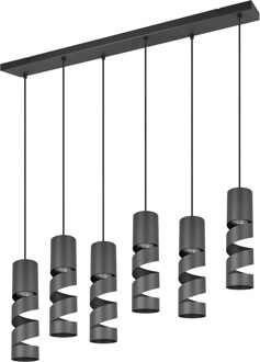 LED Hanglamp - Trion Meser - GU10 Fitting - 6-lichts - Rechthoek - IP20 - Mat Zwart - Metaal