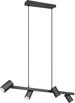LED Hanglamp - Trion Milona - GU10 Fitting - 4-lichts - Rond - Mat Zwart - Aluminium