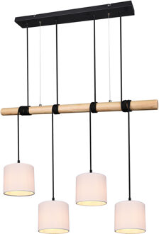 LED Hanglamp - Trion Oden - E27 Fitting - 4-lichts - Rechthoek - Mat Zwart - Aluminium