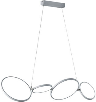 LED Hanglamp - Trion Rondy - 37W - Warm Wit 3000K - Dimbaar - Rechthoek - Mat Zilver - Aluminium Zilverkleurig