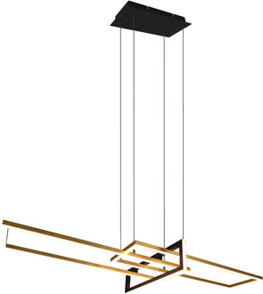 LED Hanglamp - Trion Salana - 34W - Warm Wit 3000K - Dimbaar - Rechthoek - Mat Zwart/Goud - Aluminium