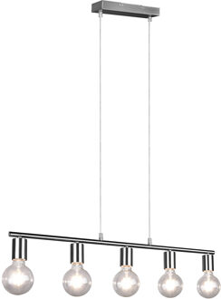 LED Hanglamp - Trion Zuncka - E27 Fitting - 5-lichts - Rechthoek - Mat Nikkel - Aluminium Zilverkleurig