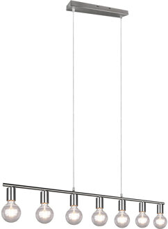 LED Hanglamp - Trion Zuncka - E27 Fitting - 7-lichts - Rechthoek - Mat Nikkel - Aluminium Zilverkleurig