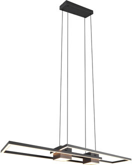 LED Hanglamp - Trion Zuru - 37W - Aanpasbare Kleur - Dimbaar - Rechthoek - Mat Zwart - Aluminium Warm wit;Natuurlijk wit