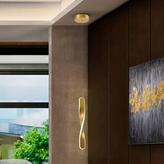 LED hanglamp Twist, 1-lamp, goudkleurig, metaal goudmat