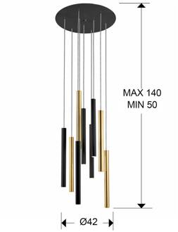 LED hanglamp Varas bestuurbaar 9-lamps goud/zwart goud, mat zwart, opaal