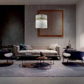 LED hanglamp Vegas Double Round, Ø 40 cm, kristalglas bladgoud, duidelijk gestructureerd