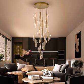 LED hanglamp Velas 9-lamps, goudkleurig, metaal, kunststof goud, wit