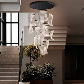 LED hanglamp Velos II 13-lichts, zwart, dimbaar, kunststof zwart, transparant