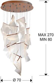 LED hanglamp Velos, rosé, organische elementen tansparant, roségoud