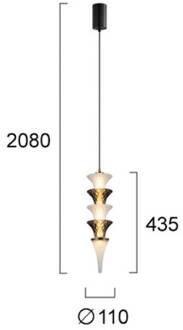 LED hanglamp Venera, hoogte 43 cm, wit/bruin, glas wit, bruin, zwart, brons