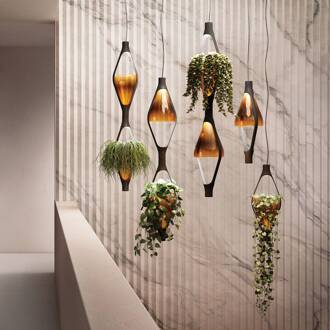 LED hanglamp Viceversa, glas amber, 1-lamp zwart, amber